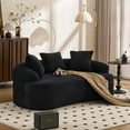 thumbnail image 2 of 65" Velvet-soft Chenille Mid-Century Modern Sofa, Mid-Century Modern Couch with 30D Foam & Spring, Loveseat Sofa Couch with 3 Pillows for Small Spaces, Black, 2 of 8