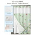 thumbnail image 2 of No Hook Cloth Fabric Shower Curtain with Snap in Liner, Flower Green Waterproof Shower Curtains Set with See Through Top Window, Blue Pink Daisy Wildflower Floral Botanical Bath Curtains 66"x72", 2 of 6