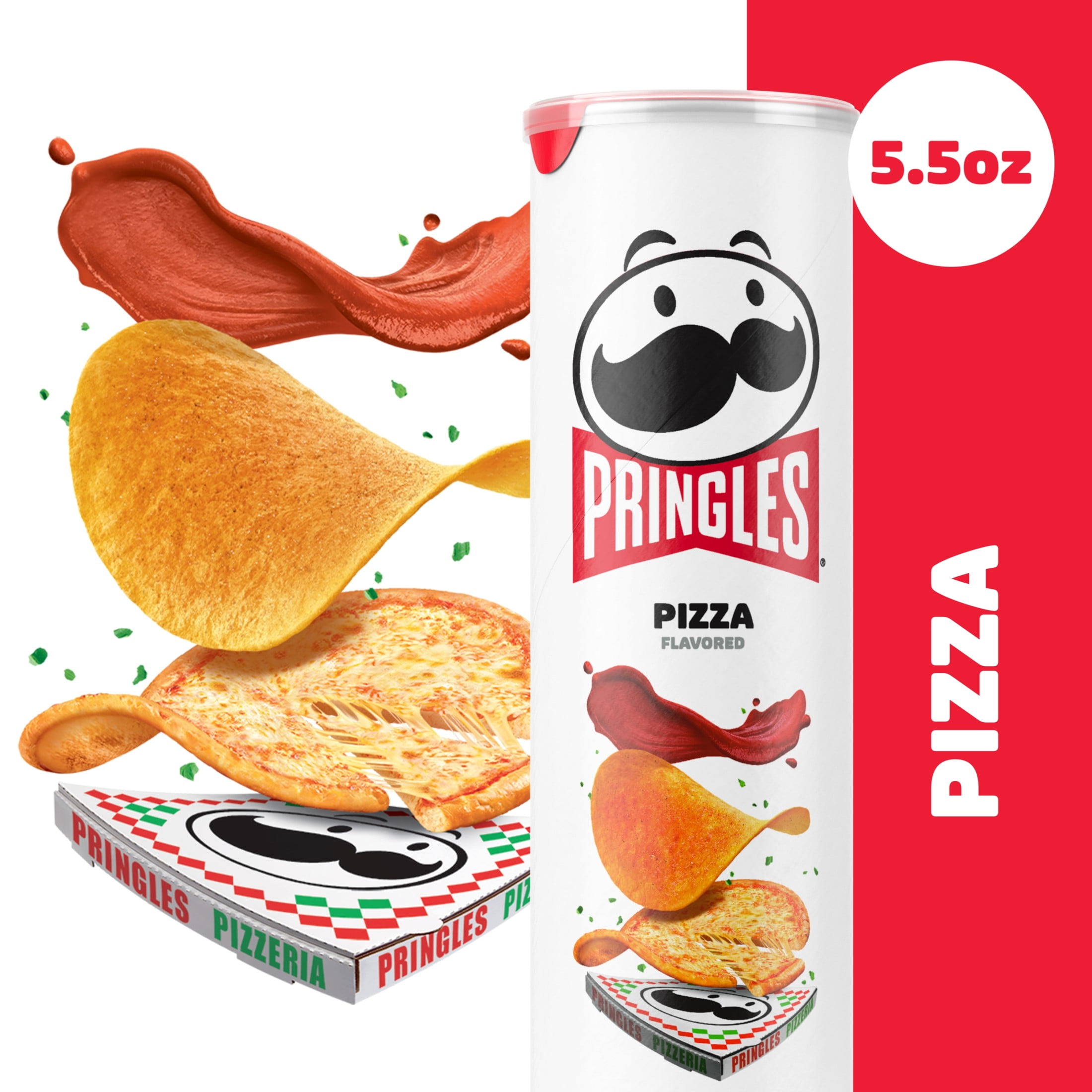 Pringles Pizza Potato Crisps Chips, Lunch Snacks, 5.5 oz Canister