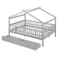 thumbnail image 6 of Dtwnek Full Size Wooden House Bed with 2 Drawers,Gray, 6 of 9