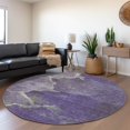 thumbnail image 4 of HomeRoots 624721 8 ft. Purple & Beige Abstract Washable Transitional Indoor & Outdoor Round Area Rug, 4 of 4