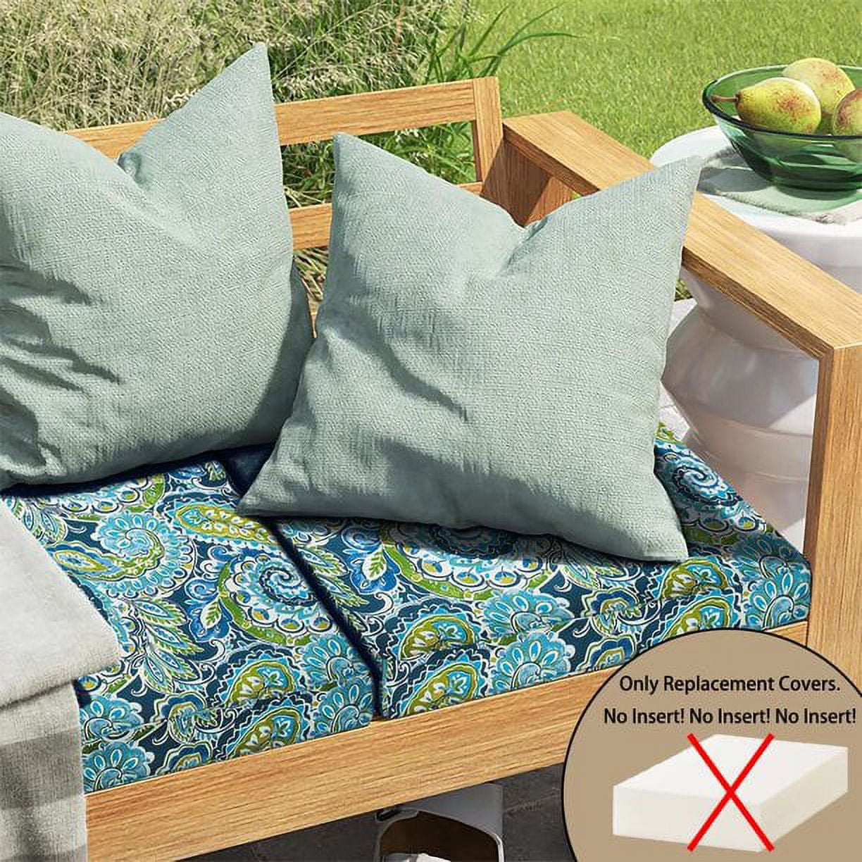 MAGPIE Indoor Outdoor 22 x 20 x 4 Cushion Cover Replacement 2 Pack NO Insert Seat Cushion for Patio Garden Chair Sofa Bench Wicker Paisley Blue Green Walmart