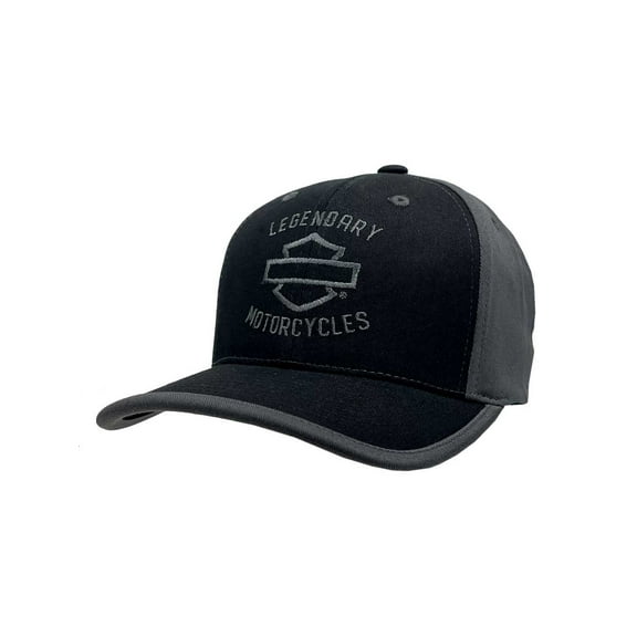 Harley-Davidson Men's Burnt Banners Stretch Fit Curved Bill Baseball Cap (L/XL), Harley Davidson