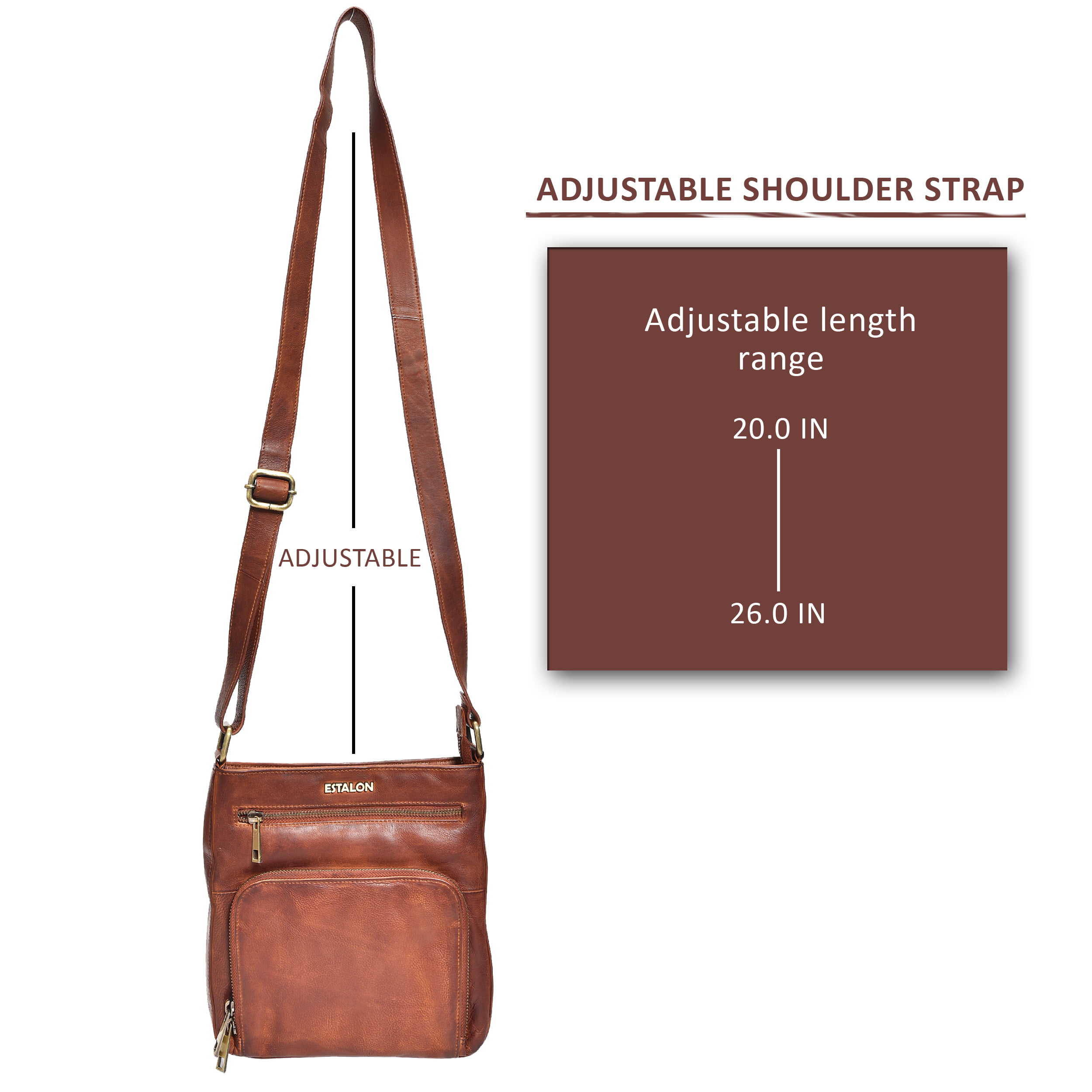 Estalon Crossbody Bags for Women - Leather Travel Purse with Adjustable  Shoulder Strap (Ermine)