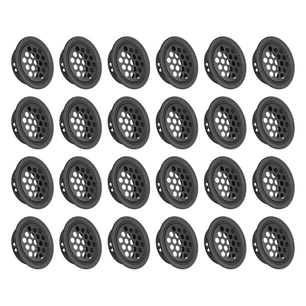 24 Piezas de Cubiertas de Ventilación Circular Planas Soffit Vent 19mm/0.7" Cubierta de Ventilación de Soffit de Acero Inoxidable Negra