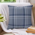thumbnail image 3 of Pillow Covers 18x18 Set of 2, Blue Checkered Throw Pillow Covers Decorative Couch Cushion Cover, Stripes Blue Dark Buffalo Plaid Microfiber Soft Square Pillowcases for Bedroom Living Room Sofa, 3 of 9