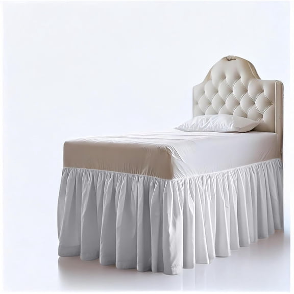 Dorm Room Bed Skirt Twin XL Size with 32 Inch Extra Long Drop White Ruffled 100% Microfiber Tailored Bedskirt for College Dorm Beds Soft Durable Easy Care Dust Resistant Design