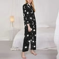 thumbnail image 3 of Haiem Crescent and Stars Pattern Women’s Long-sleeve Sleepwear,Sleepwear Set,2-piece Loungewear Set,Soft PJs Comfy Nightwear with Pockets-, 3 of 7