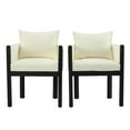 thumbnail image 3 of Christopher Knight Home Linen Upholstered Dining Chair, Accent Armchair with Solid Wood Frame, Black+White, Set of 2, 3 of 12