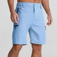 thumbnail image 5 of Eryao Elastic Waist Hiking Cargo Shorts for Men with Zipper Pocket Casual Summer Beach Lounge Shorts,Light Blue,M, 5 of 9