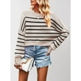 thumbnail image 5 of Women'S Oversized Batwing Sweaters 2025 Fall Outfits Trendy Crewneck Knit Side Slit Pullover Tops Black Apricot S, 5 of 7