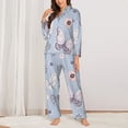 thumbnail image 2 of Fotbe Blue Butterfly Conjunto de Pijama de Manga Larga para Mujer con Estampado, Ropa de Dormir de 2 Piezas, Conjunto de Casa Suave y Cómodo con Bolsillos-Small, 2 of 7