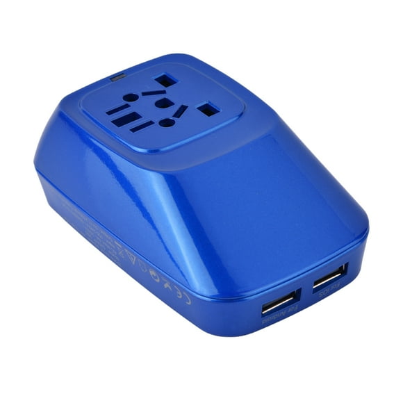 ZOUSSIQI Universal Dual USB Worldwide Travel Charger Convertor Socket AU UK US EU Plug Adaptor Blue EL225#13895