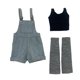 thumbnail image 2 of Mono con pechera y top en miniatura a escala 1/6, traje realista, pantalones cortos con pechera azul claro, 2 of 9