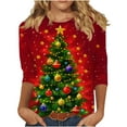 thumbnail image 2 of FDGIU Women's Christmas Graphic Tunic Tops - Soft Long Sleeve Crewneck Blouses with Xmas Tree Prints, Holiday Party Tees, 2 of 5