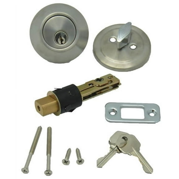1 pack-AP Products 013-222-SS Dead Bolt Single Lock - Stainless Steel