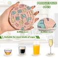 thumbnail image 3 of Cartoon Letter and Character Coasters with Holder for Coffee Table 6 Pcs Drink Coaster Sets Absorbent for Home Decor 4 inch, 3 of 7
