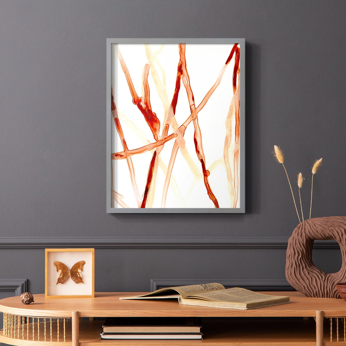 Runnel VI Framed Print in Gray Solid Wood Framed Print No Nail Hanging