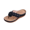 thumbnail image 3 of GERsome Women's Flip-Flops Low Wedge Open Toe Thong Sandals Comfort Slip-On Slides Summer Beach Walking Shoes, Black Size 5.5, 3 of 10
