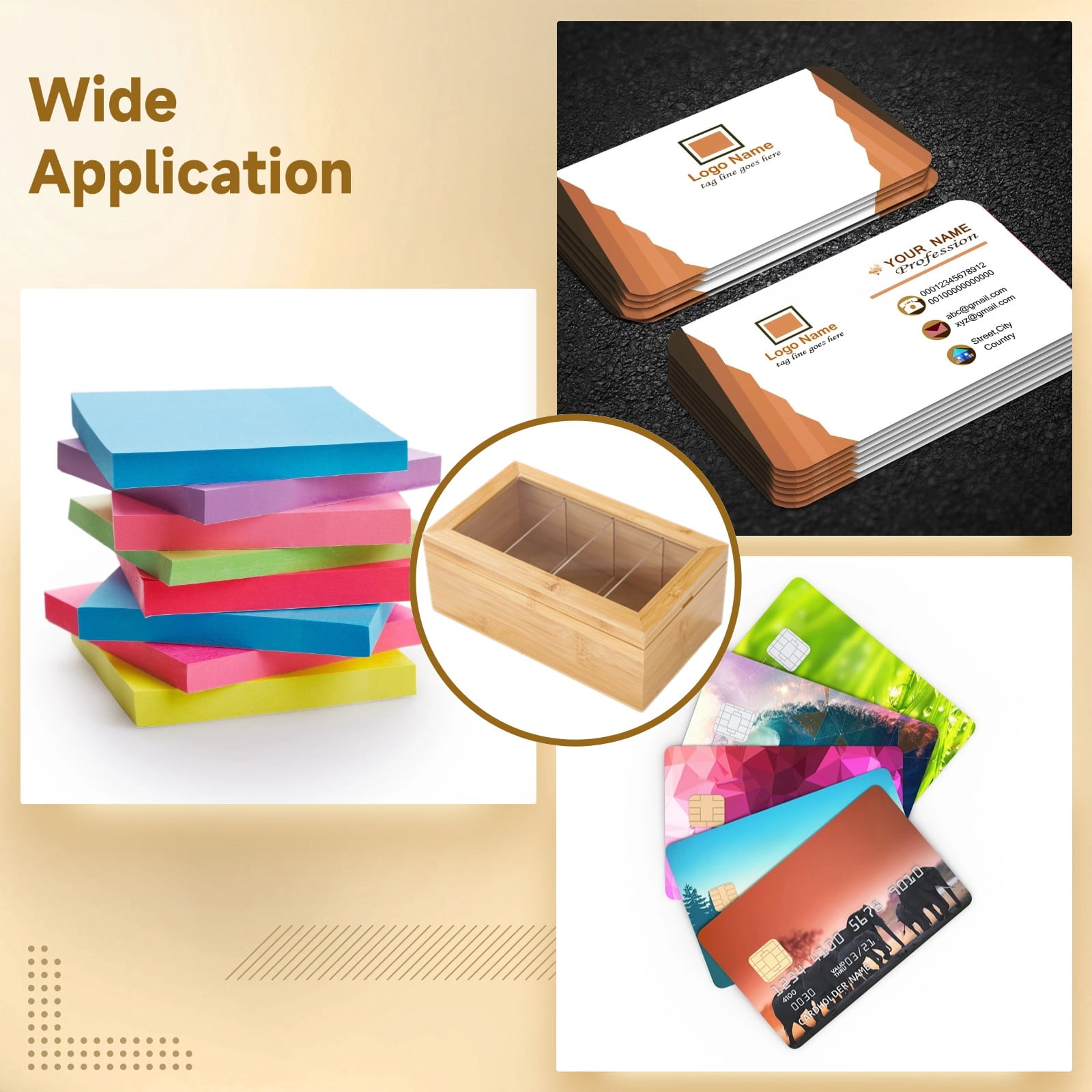 Wooden Index Card Organizer with Lid for Notes Business Card Recipes, Storage Box with Removable Dividers, Includes Kraft Paper Tabs and Colorful Cards