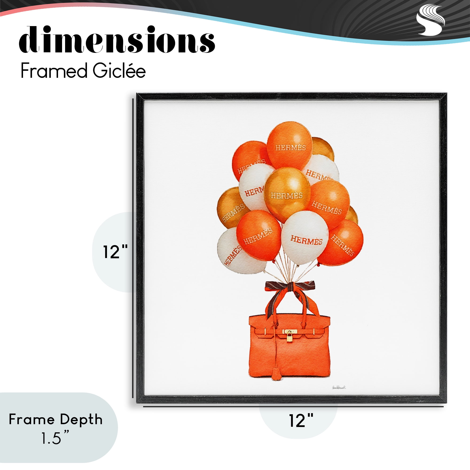 Stupell Industries Orange Handbag & Balloons Black Framed Giclee Art, design by Amanda Greenwood