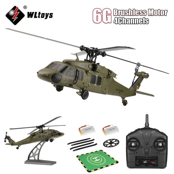 Wltoys K170 RC Helicopter UH-60L 4 Channel Remote Control brushless Helicopters with Gyro and LED Light Durable Airplane Toy For Boy