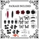 thumbnail image 2 of Decoraciones para tartas TSVATE Gothic, 26 unidades, negras con rosa roja, calavera, 2 of 8