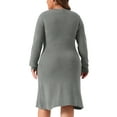 thumbnail image 4 of DARING DIVA Plus Size Sweater Fall Crew Neck Long Sleeve Dress 1X Gray, 4 of 6