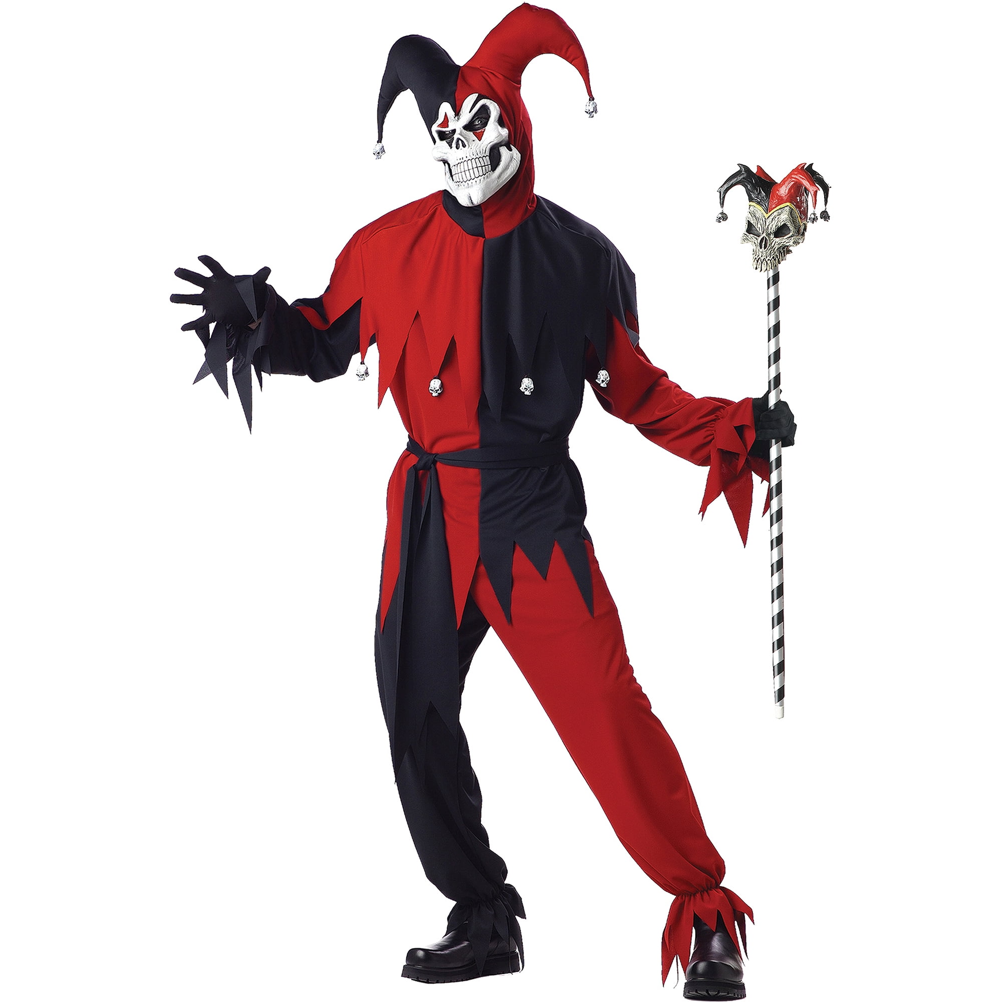 Boys Evil Krazed Jester Costume Kids Scary Clown Halloween Fancy Dress Outfiter 