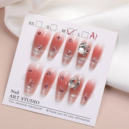 Hand-worn flash ice manicure sheet, transparent nude diamond ball manicure patch, advanced nail whitening, pure desire wind