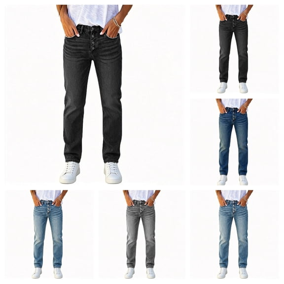 SAWOBUUN Women High Waist Straight Leg Jeans 4 Button Washed Gradient Denim Pants Thick Winter Casual Denim Jeans