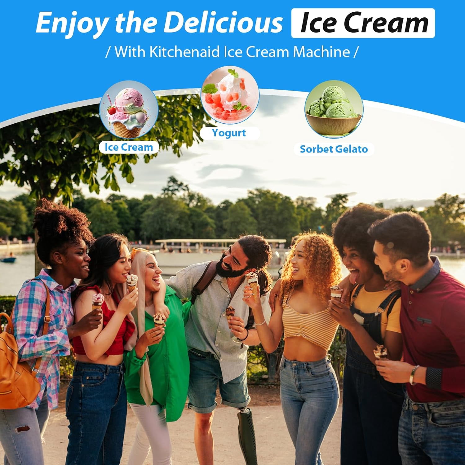Ice Cream Maker Attachment for KitchenAid Stand Mixer, Compatible with KitchenAid 4.5/5QT/6QT/7QT accessories and attachments, 2 Quart for kitchenaid mixer attachments Frozen Yogurt Gelato Maker
