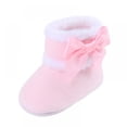 thumbnail image 1 of Unisex Newborn Baby Cotton High Booties Non-Slip Sole for Toddler Boys Girls Infant Winter Warm Fleece Cute Bow tie Shoes, 1 of 6