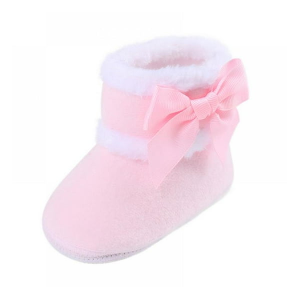 Unisex Newborn Baby Cotton High Booties Non-Slip Sole for Toddler Boys Girls Infant Winter Warm Fleece Cute Bow tie Shoes