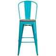 thumbnail image 6 of Flash Furniture Cindy 30" High Crystal Teal-Blue Metal Barstool with Back and Wood Seat, 6 of 7