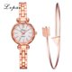 thumbnail image 1 of LVPAI Moda Casual Mujer Reloj de Pulsera Reloj de Cuarzo de aleación y Traje de Pulsera (Oro Rosa + Blanco), 1 of 4