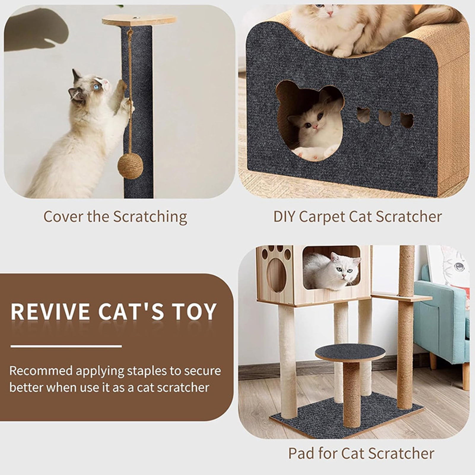 sunsanly Carpet Pad Self-Adhesive Cat Scratch Board Pad Durable Tear-resistant Protection Mat for Home Sofa Floor