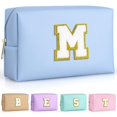 thumbnail image 1 of Bolsas de maquillaje TOPEAST para mujer, bolsa de maquillaje de viaje con iniciales personalizadas, bolsas de cosméticos para mujer, regalos de cumpleaños para mujer (azul cielo M), 1 of 5