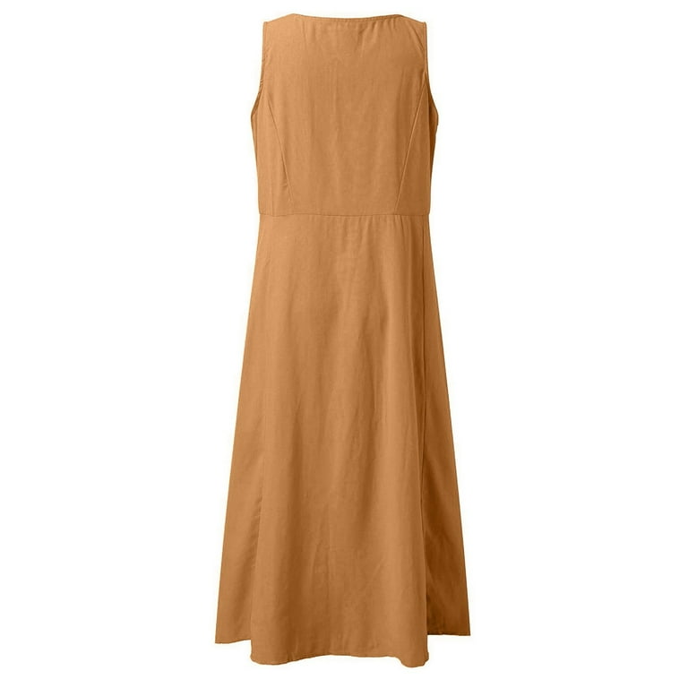 Daolelai Ladies Summer Fashion Casual European and American Pocket  Sleeveless Round Neck Dress - Walmart.com