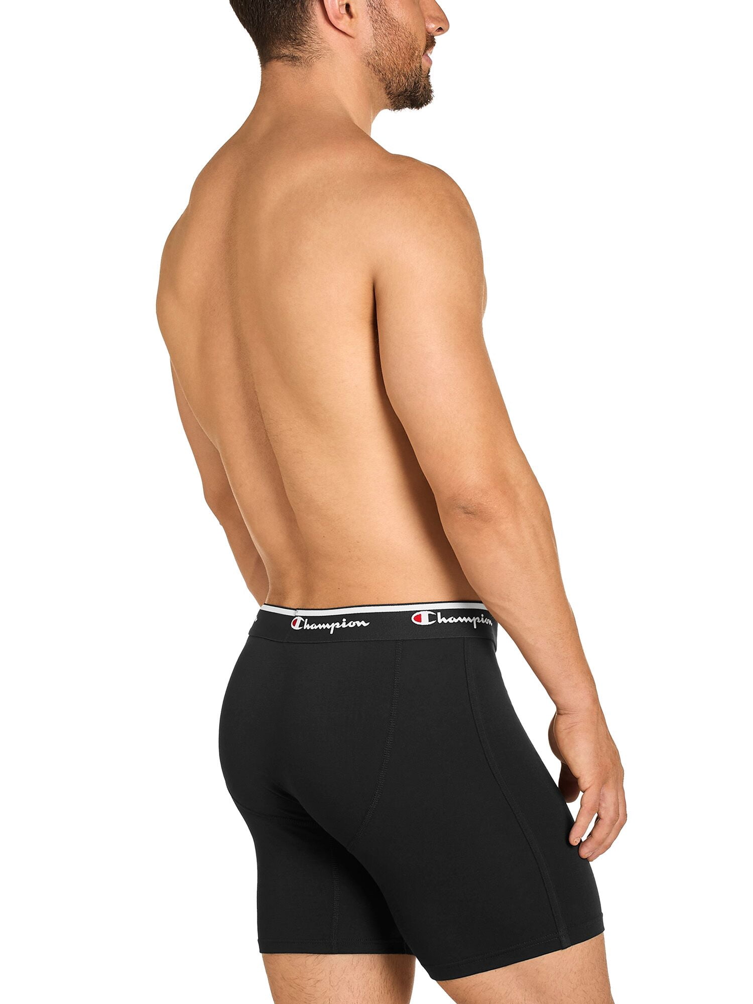 Champion Men’s Boxer Briefs – 5 Pack Cotton Flex Underwear, Longer Leg, Hidden Fly, Sizes S–2XL