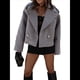 thumbnail image 3 of Abrigo Corto de Mezcla de Lana para Mujer, con Cuello de Solapa, para Oficina, Invierno, Gabardina. Gris S, 3 of 9
