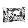 thumbnail image 2 of Balery Skull and palm leaves Bedding Queen Pillow Cases - Envelope Closure - Soft Brushed Microfiber Fabric - Shrinkage and Fade Resistant Pillow Cases-20"x30", 2 of 9