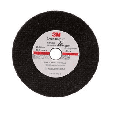 3M Automotive 1988 Cut-Off Wheel 01988, 3"x 1/16"x 3/8", 50pk