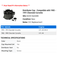 thumbnail image 2 of Distributor Cap - Compatible with 1985 - 1991 Chevy Corvette 1986 1987 1988 1989 1990, 2 of 2