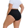 thumbnail image 3 of OEIOEI Plus Size XL-5XL Cotton Underwear for Women High Waist Full Coverage Briefs 5 Pack(5XL,5 Black), 3 of 8