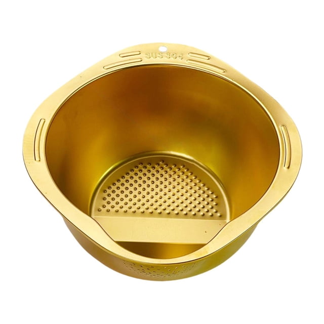 Colador de arroz de acero inoxidable con escurridores laterales para frutas y arroz Oro