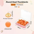 thumbnail image 2 of Pins de empuje redondeados Uxcell, 200 Pcs, tachuelas decorativas de plástico para corcho, imágenes, bricolaje para el hogar, oficina, naranja, 2 of 6