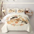 thumbnail image 2 of Manfei Kawaii Kitten Twin Quilt Set, Boho Western Flower Twin Coverlet Set, Cream, 2pcs, 1 Bedspread and 1 Pillowcase, 2 of 7