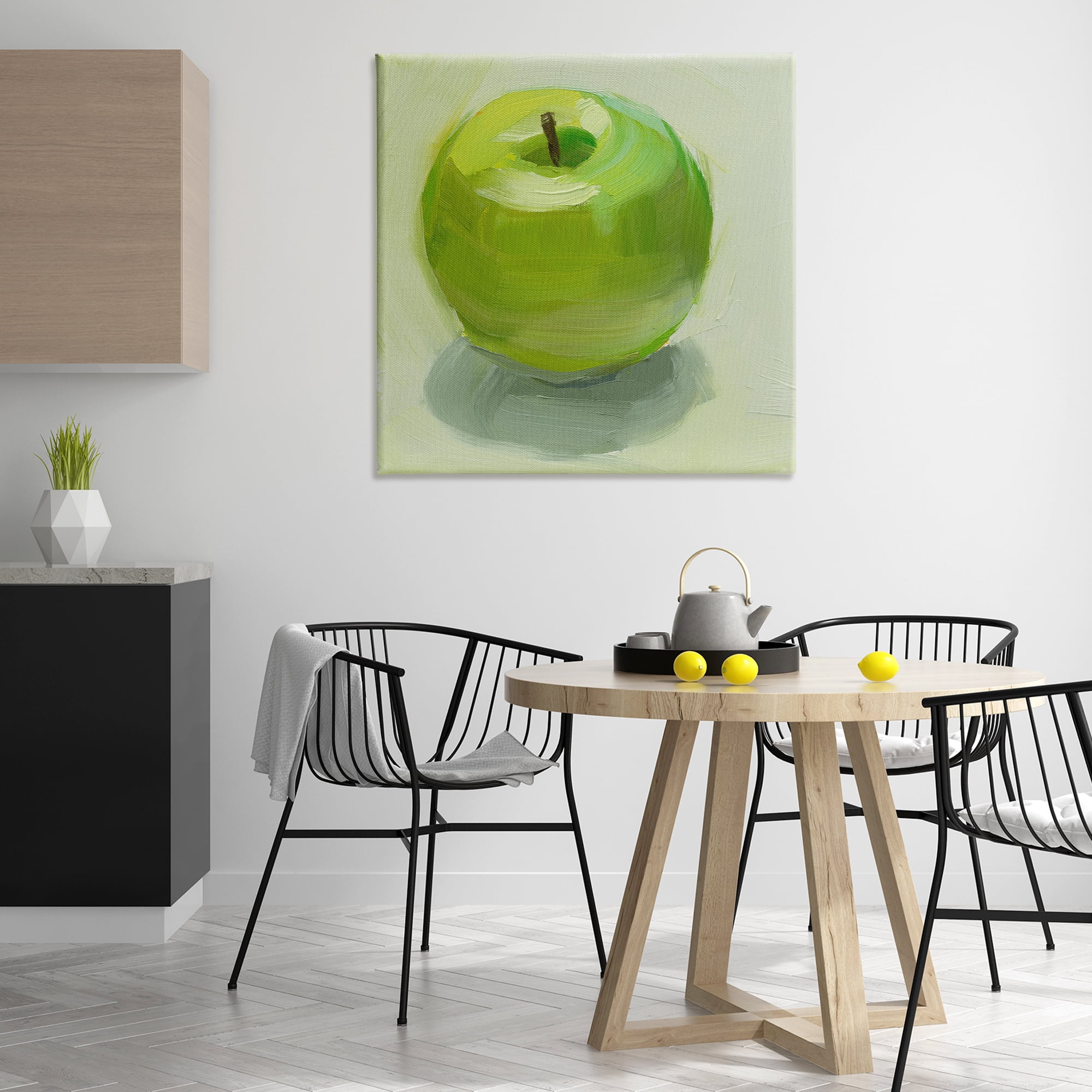 Stupell Industries Juicy Green Apple Food & Beverage Painting Wrapped Canvas Art Print Wall Art, 36 x 36