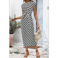 thumbnail image 4 of Vestido de Verano para Mujer, con Cuello Redondo, Informal, Elegante, con Lazo en la Cintura y Corta. Gris Oscuro L, 4 of 9